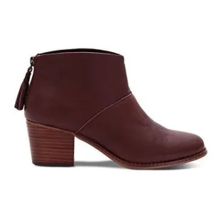 TOMS Women's Leila Bootie Oxblood Full Grain Leather Boot Size 7.5W