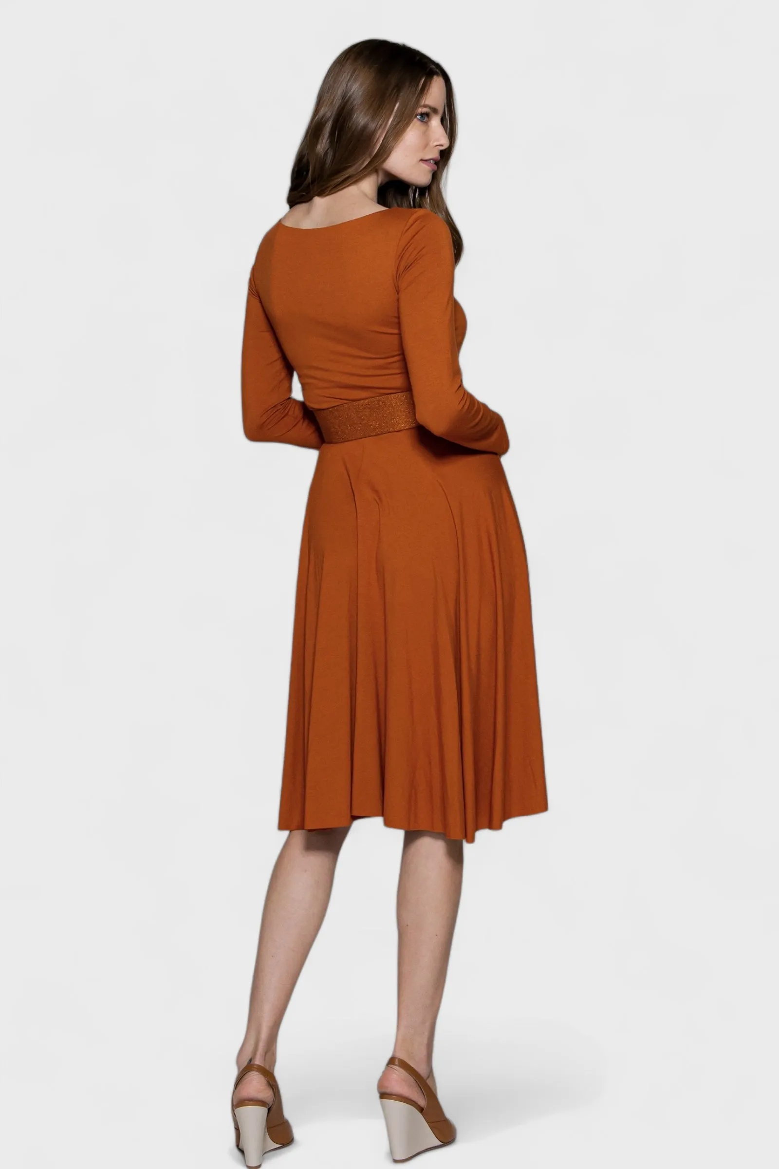Venice Orange Long Sleeve Dress