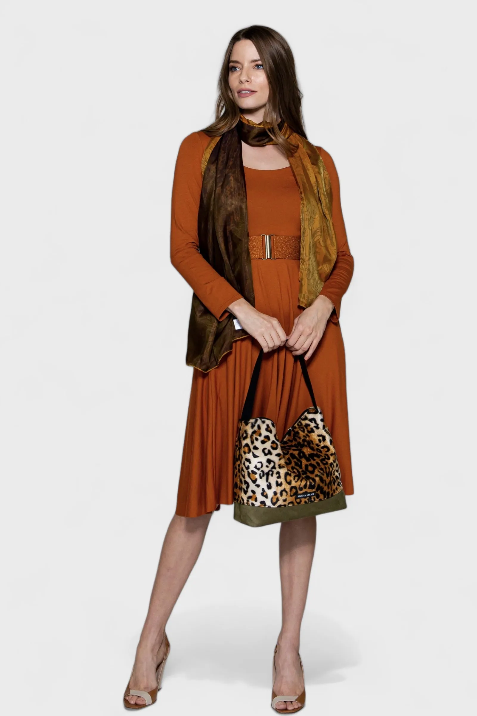 Venice Orange Long Sleeve Dress