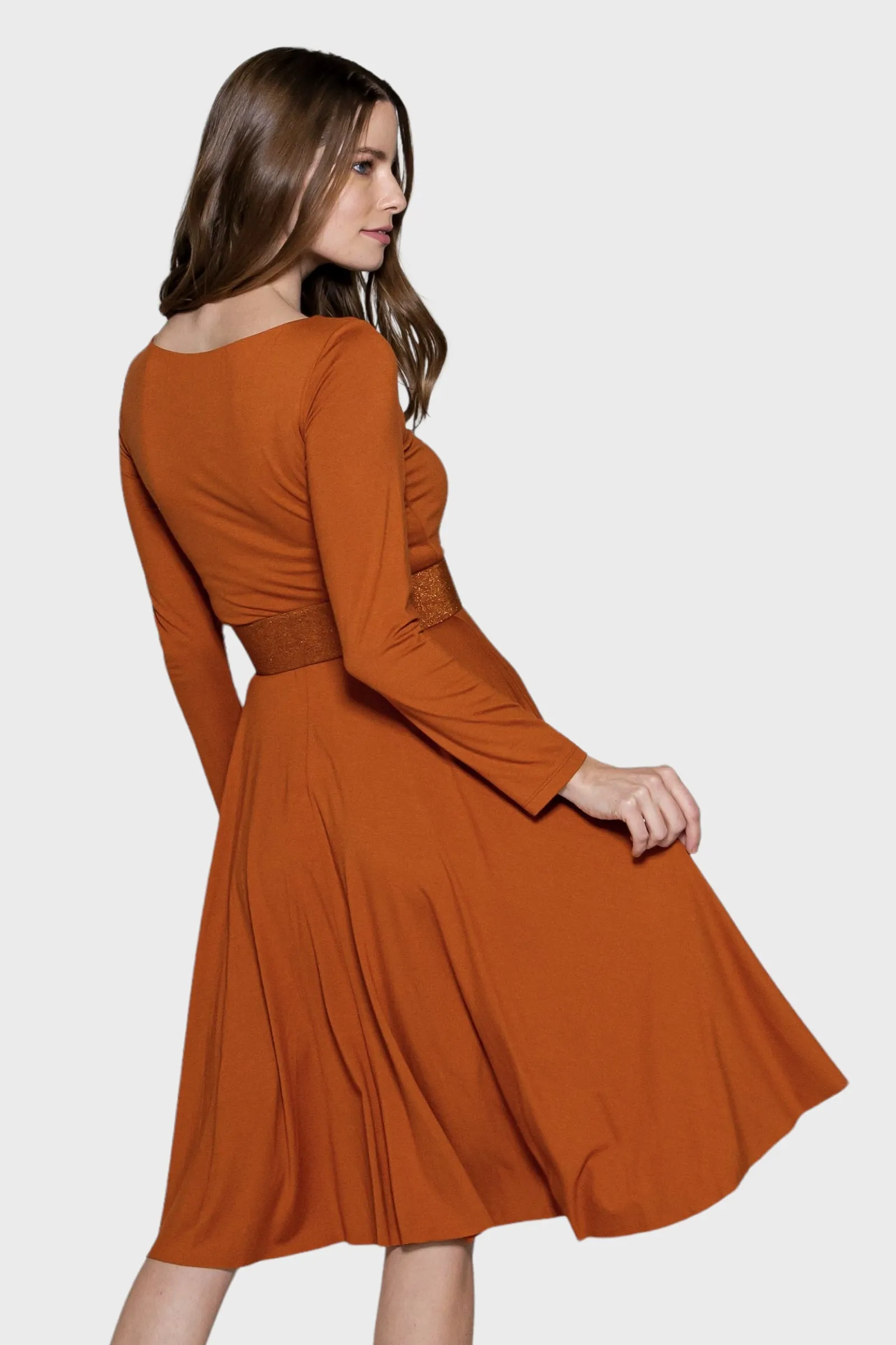 Venice Orange Long Sleeve Dress