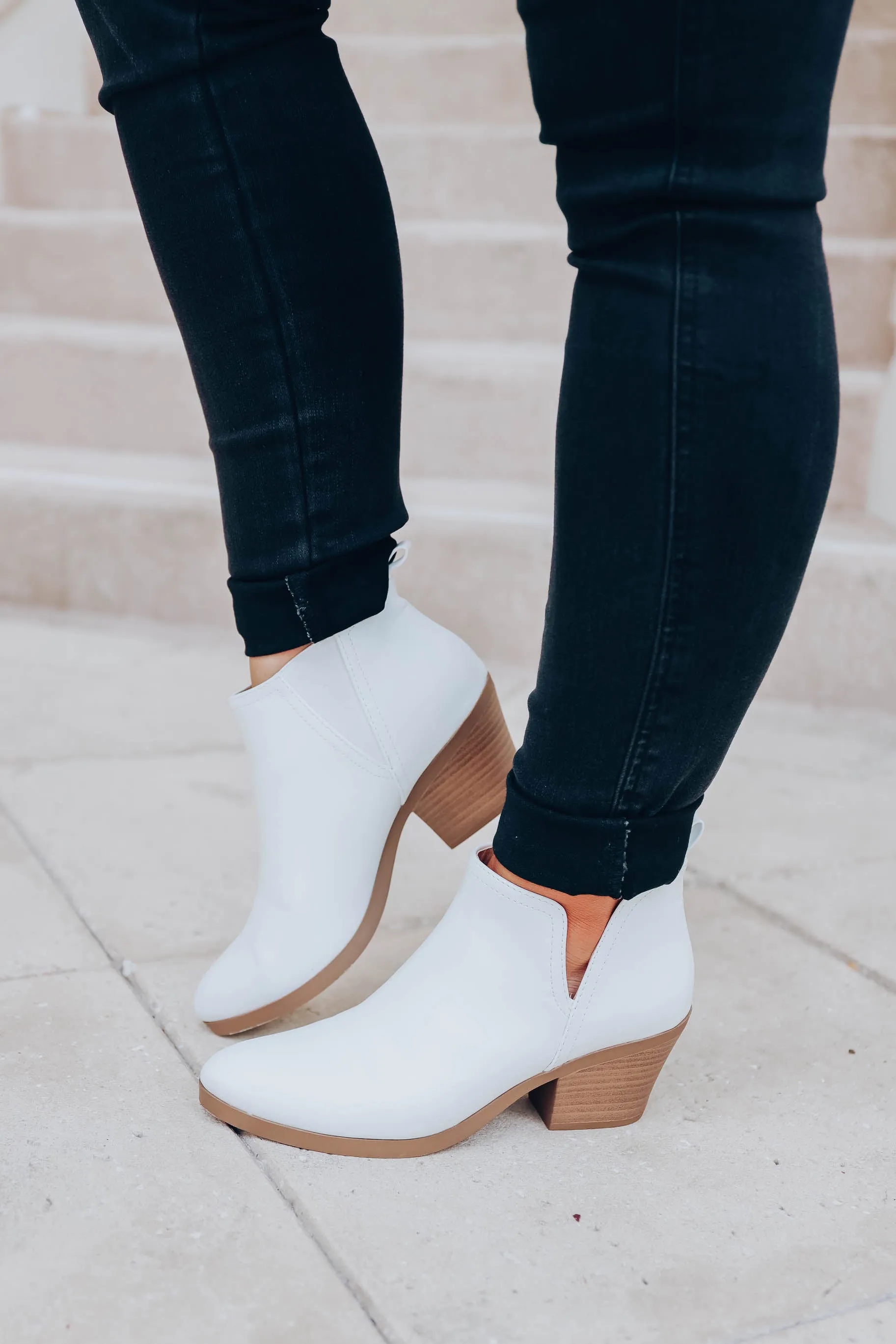 Venice V-Cut Ankle Bootie - White