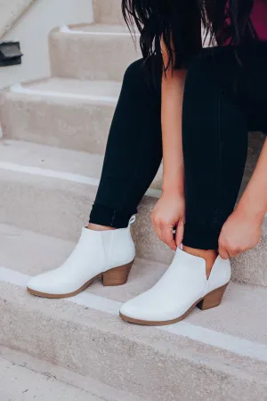 Venice V-Cut Ankle Bootie - White