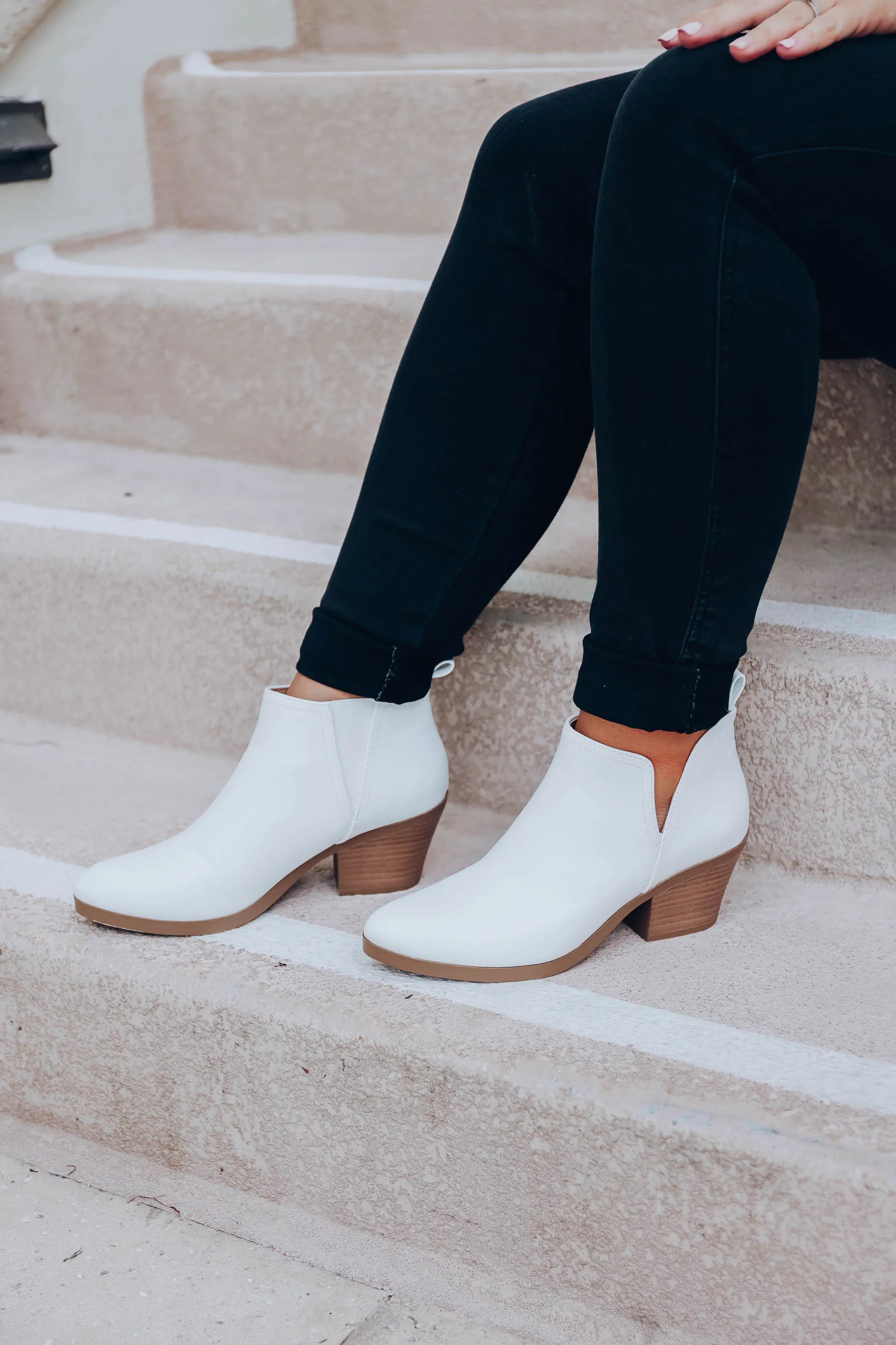 Venice V-Cut Ankle Bootie - White
