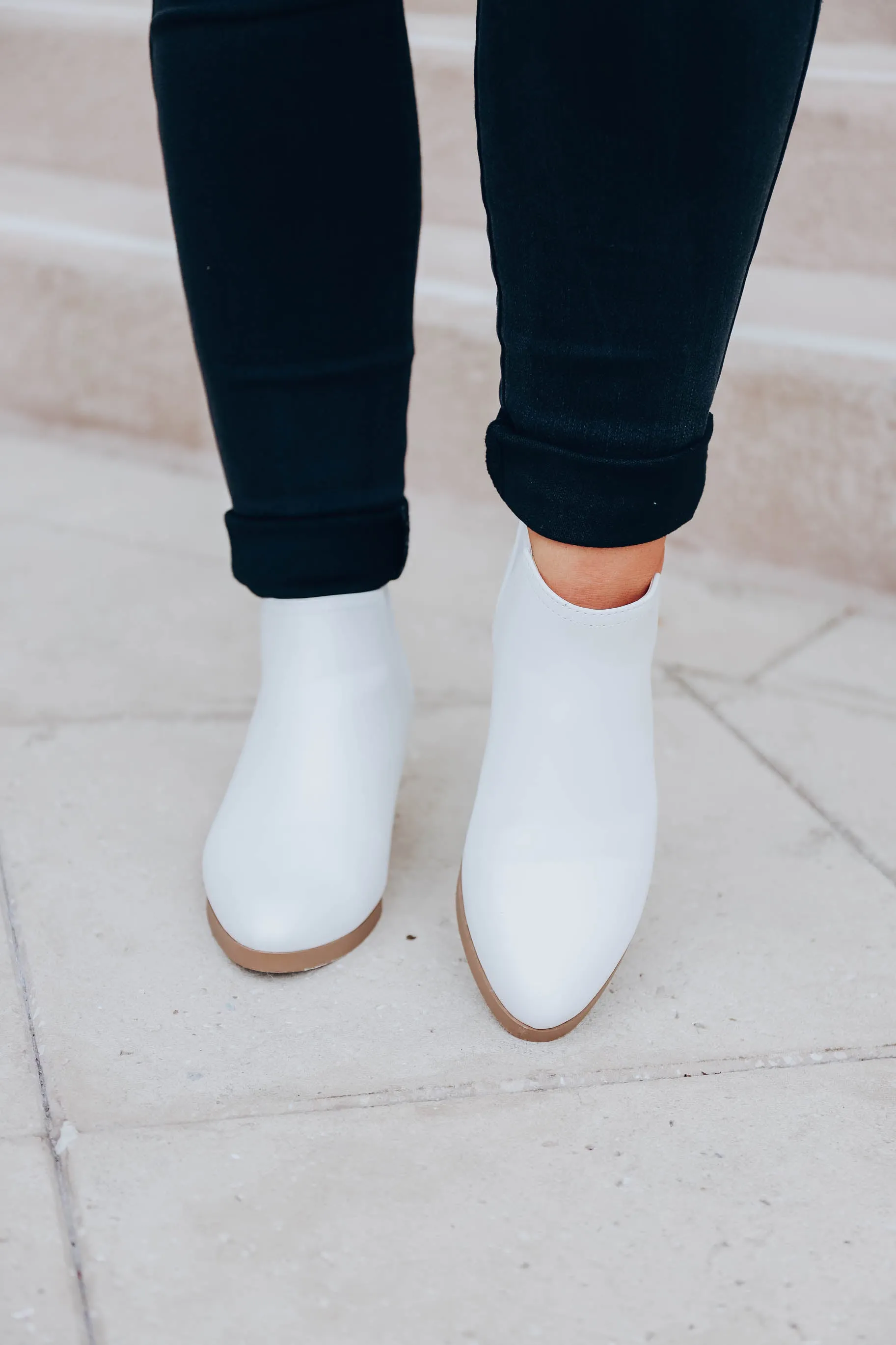 Venice V-Cut Ankle Bootie - White