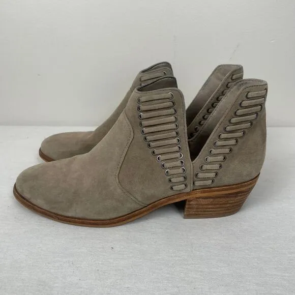 Vince Camuto Pevista Taupe Suede Ankle Bootie-Women's Size 7.5