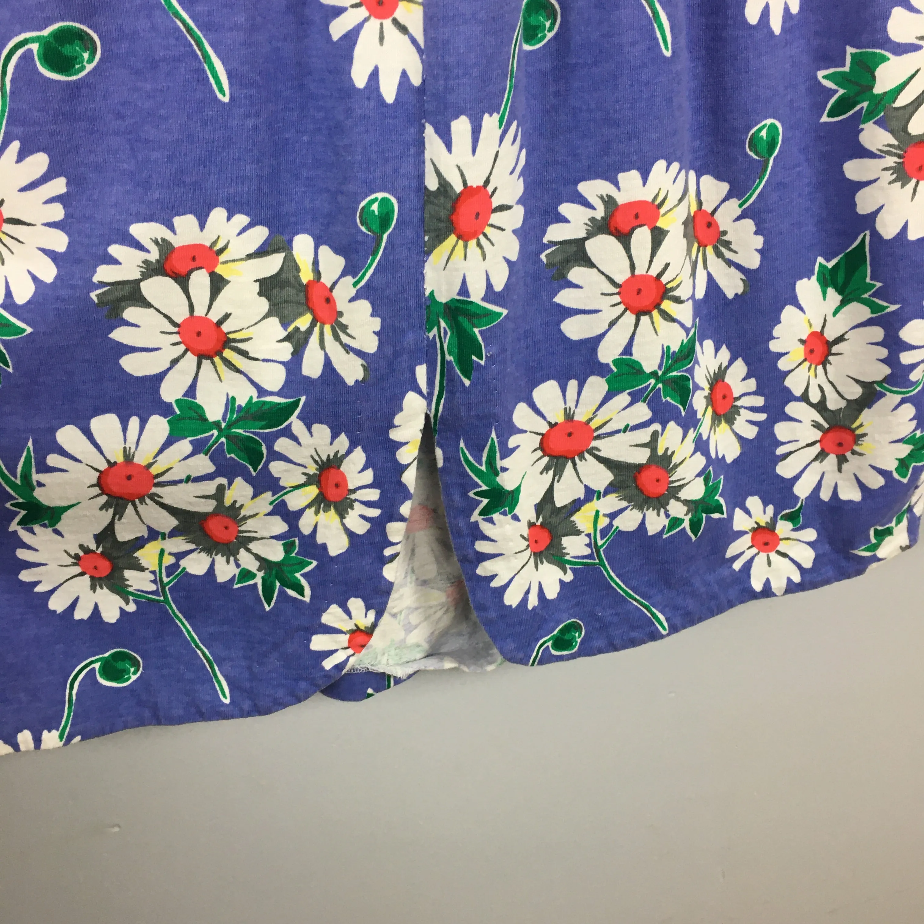 Vintage 80s 90s Daisy floral Print Knee length Baby Doll dress