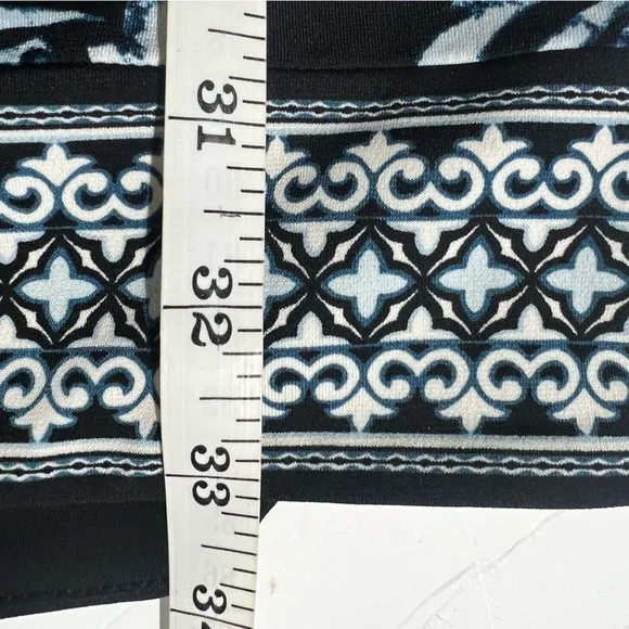 White House Black Market Blue &amp; Black Print Cold Shoulder Dress - Size M