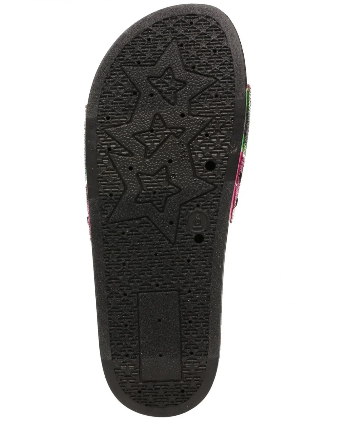 Wild Pair Women Caroletta 2 Rhinestone Slide Sandals Watermelon Bling Black 9.5M