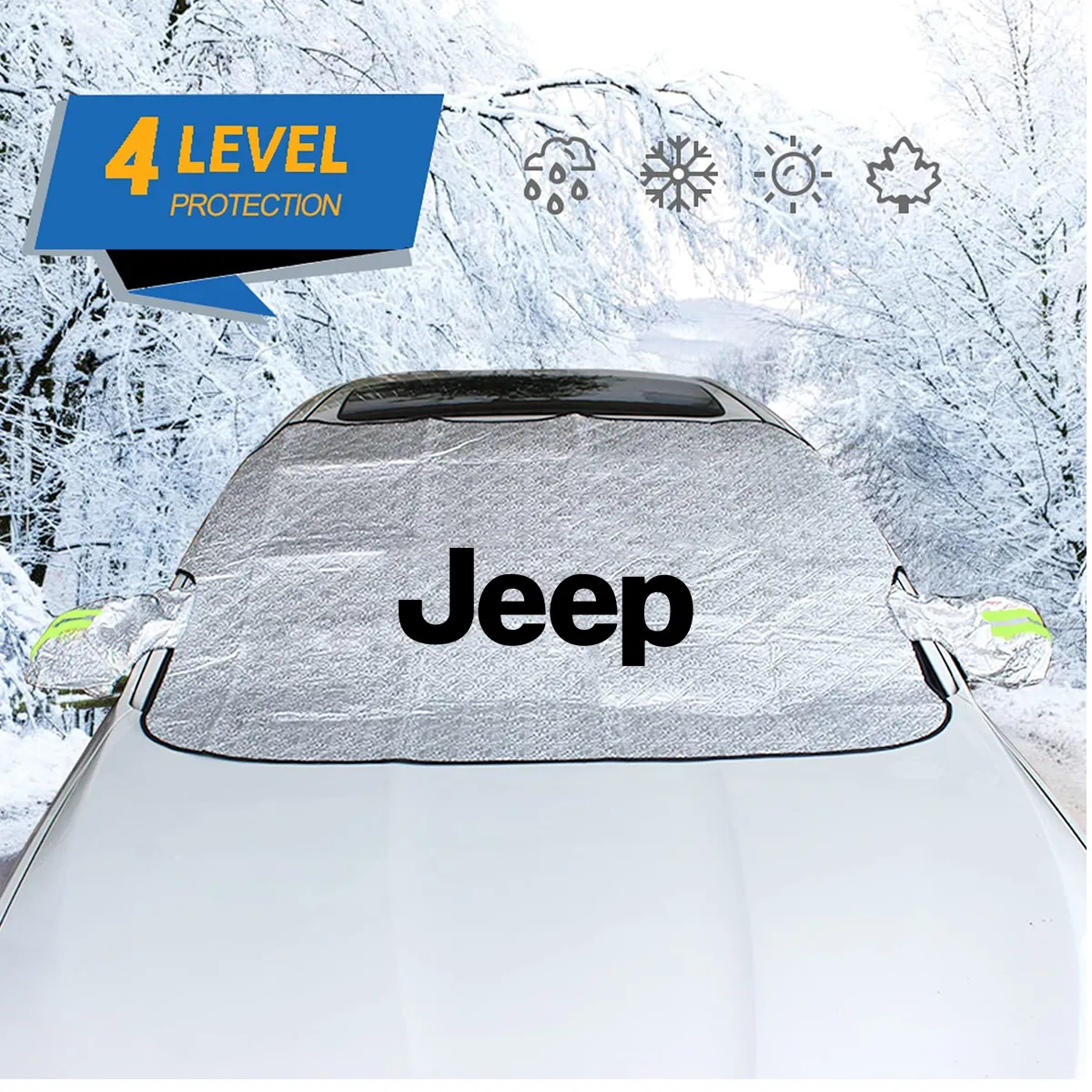 Windshield Cover for Ice and Snow, Custom fit for car, Magnetic Windshield Cover, Water, Heat & Sag-Proof Car Windshield Snow Cover, Mirror Protector Windproof Sunshade Cover
