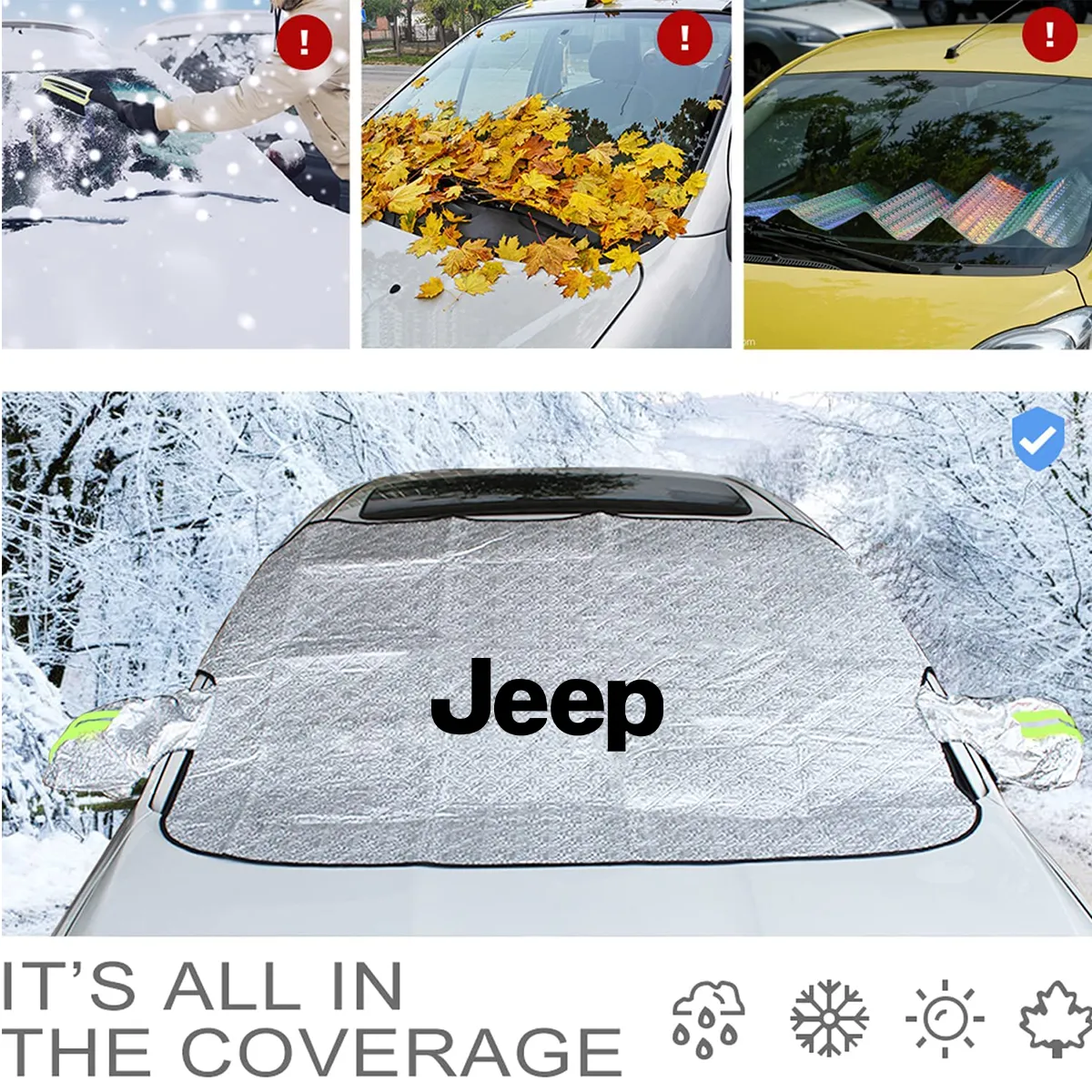 Windshield Cover for Ice and Snow, Custom fit for car, Magnetic Windshield Cover, Water, Heat & Sag-Proof Car Windshield Snow Cover, Mirror Protector Windproof Sunshade Cover