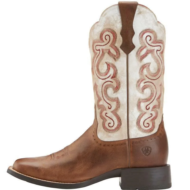 WOMEN'S ARIAT QUICKDRAW SANDSTORM/ DISTRESSED WHITE WESTERN BOOTS 10015318
