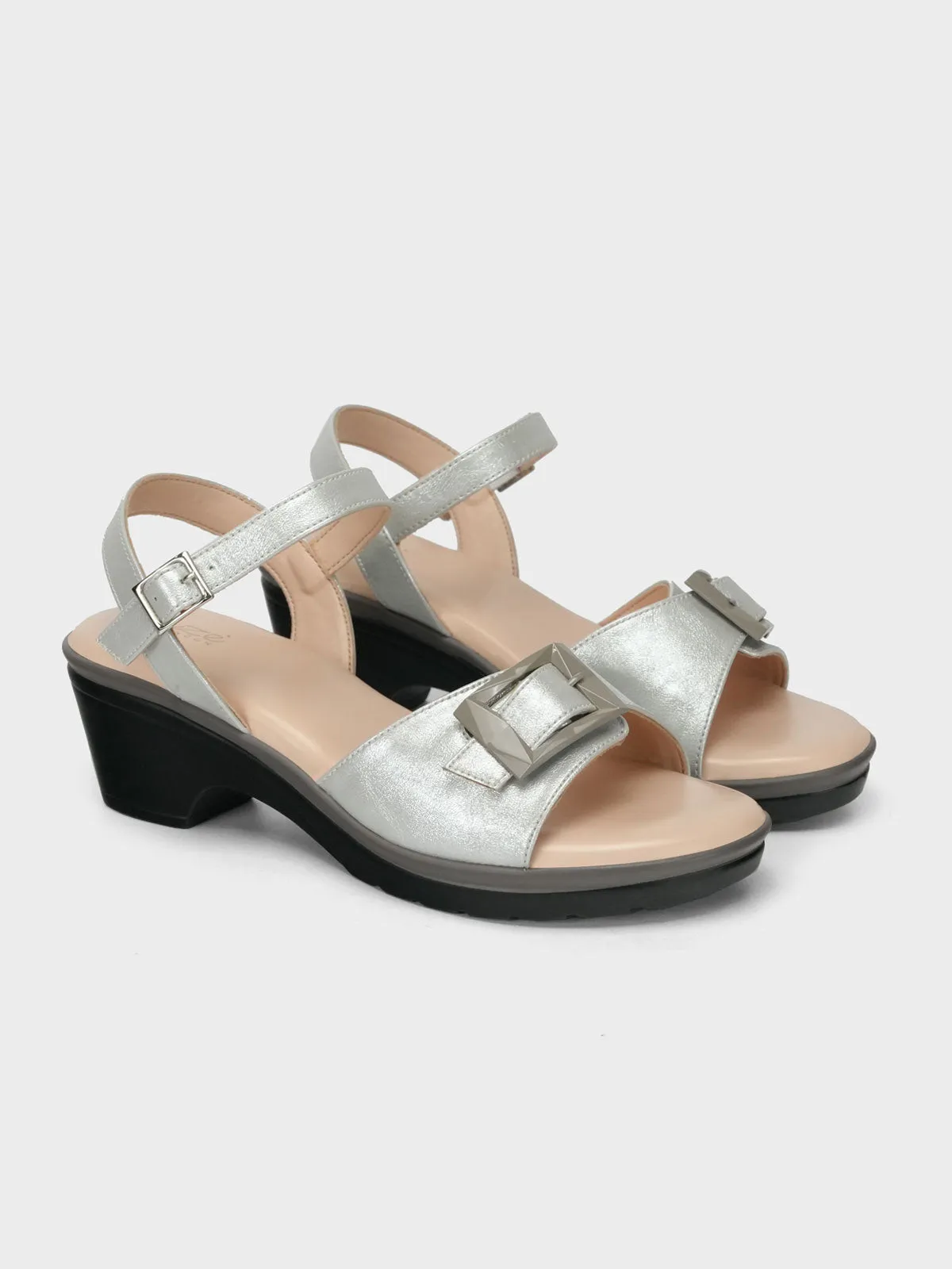Women's "TRUONG" Shimmer Block Heel Sandals
