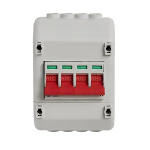 Wylex RECSW4 Enclosed, Insulated, 100A 4P Twin Terminal Supply Isolator Cross/Slotted Screw Heads