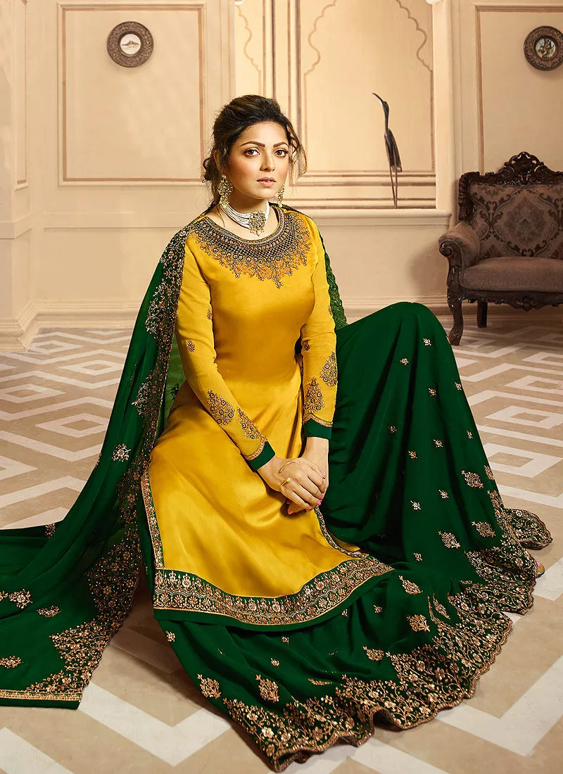 Yellow And Green Indian Gharara/Churidar Suit